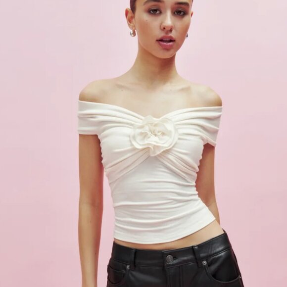 Reformation Emerald Knit Top with Rosette - Picture 1 of 7